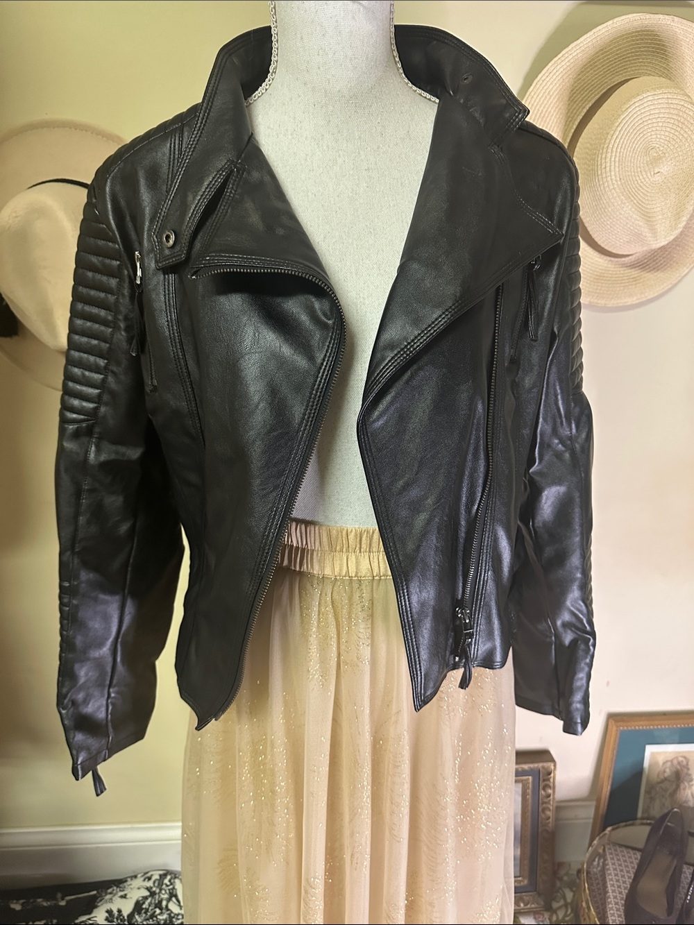 Women's Black Quilted Leather Moto Jacket